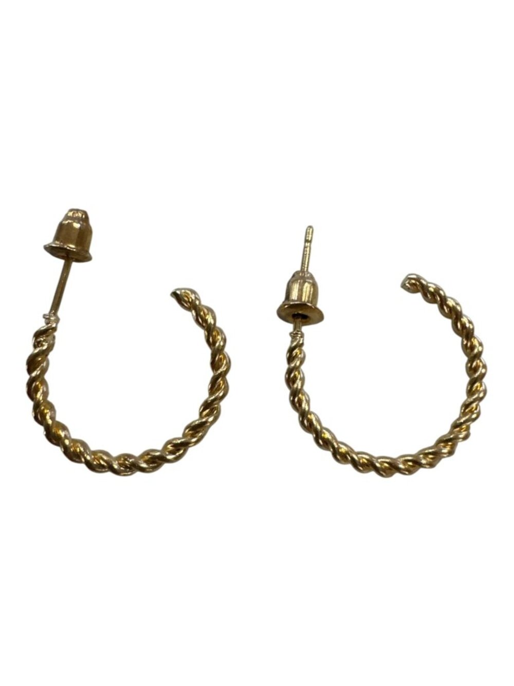 Twisted Gold-Tone Hoop Earrings With Push-Back Closure